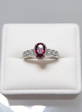 天然石榴石戒指女轻奢小众设计