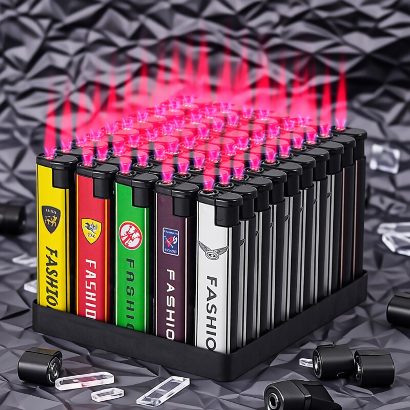 50支防风加厚打火机普通家用明火一次性电子充气火机超市点火金属