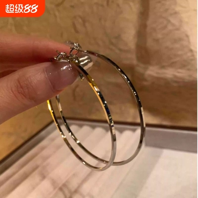 时髦利器耳环_夸张圆圈耳钉新款2024爆款大圆脸适合的方圆脸耳饰