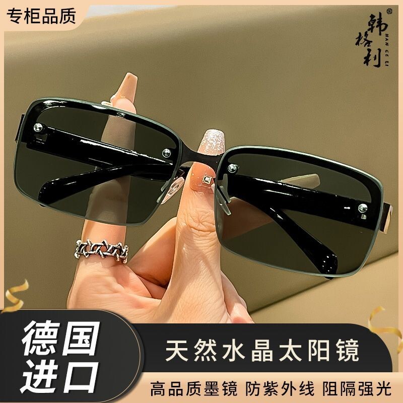 中老年防紫外线墨镜太阳镜高档钓鱼专用眼镜正品水晶偏光玻璃圆脸
