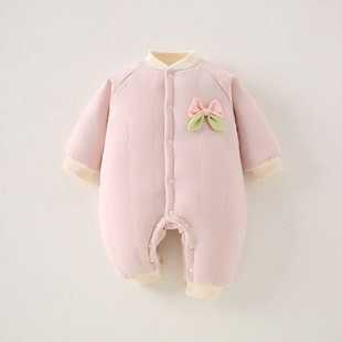 纯棉新生儿婴幼儿夹棉宝宝连体衣保暖棉服男女可爱加厚哈衣爬爬服