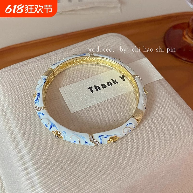 小红书同款开口廷景泰蓝青花瓷色故宫手镯珐琅彩工艺高级轻奢百搭