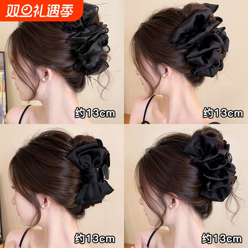 高级感蝴蝶结抓夹女后脑勺发量多盘发发夹大号气质鲨鱼夹发卡头饰