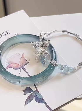 2025爆款中式蓝冰狐狸手镯蝴蝶手链手串女小众清冷感气质古风手饰