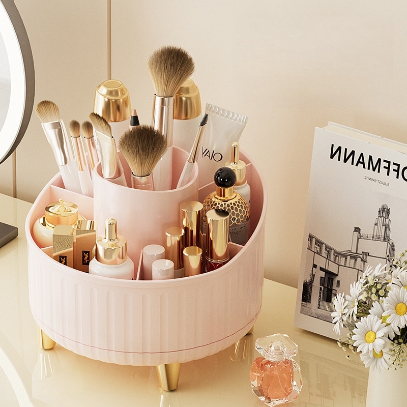 旋转化妆品收纳盒桌面高级感口红整理盒梳妆台化妆刷置物架大容量