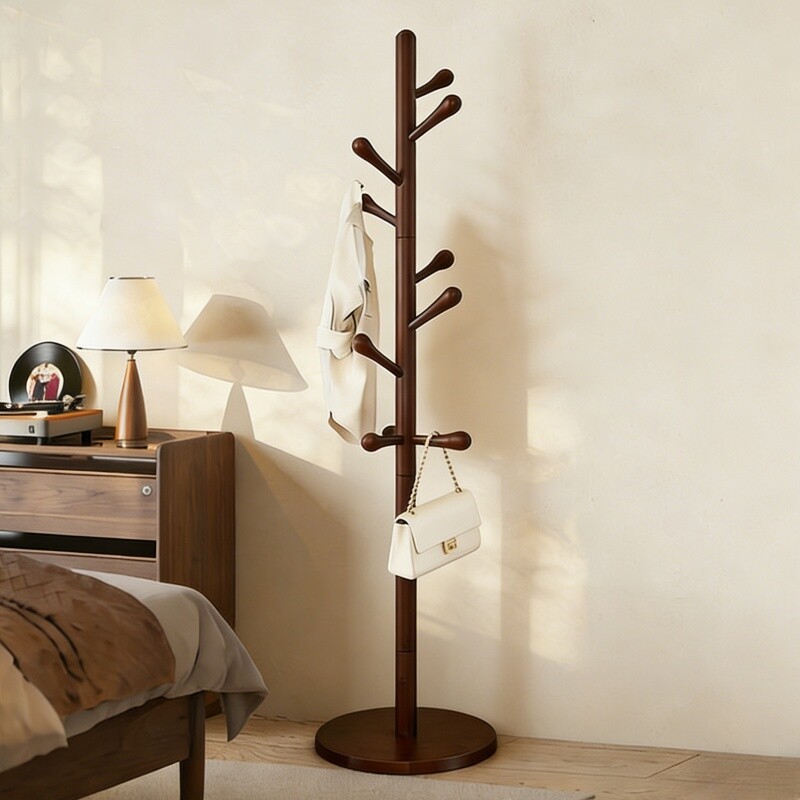 实木衣帽架卧室落地立式榉木衣服架子室内房间高级中式挂包置物架