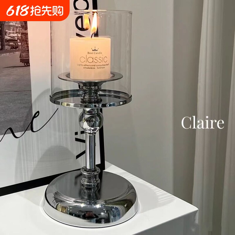欧式复古氛围布置用品烛台摆件婚礼轻奢美式蜡餐桌香薰艺术玻璃