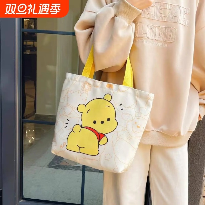 小号帆布袋便携手提包水杯学生袋装书拎包溜娃儿童单肩包耐磨方形