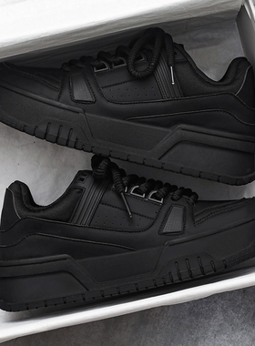 厨师男鞋防滑耐磨防水劳保鞋厚底休闲运动鞋百搭增高板鞋白色黑色