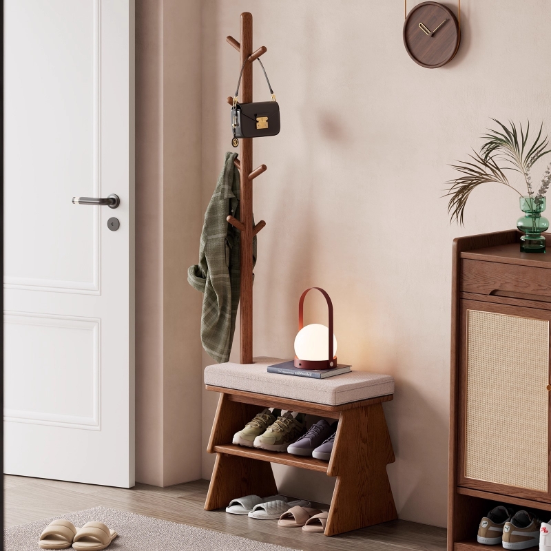 实木圣诞树换鞋凳一体家用