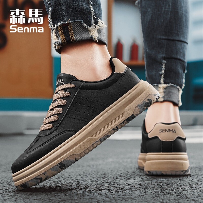 SENMA/森马高级感男鞋2026新款春季皮面小白潮鞋防滑运动休