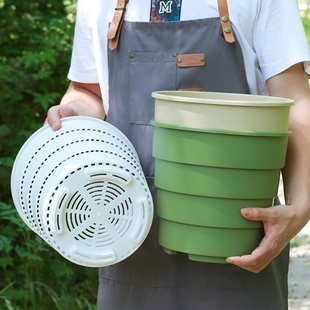 青山控根花盆塑料加厚大号月季 绿萝盆栽加仑镂空360°透气玫瑰