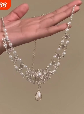 超闪锆石珍珠项链choker轻奢小众高级感满钻项链女新款爆款锁骨链