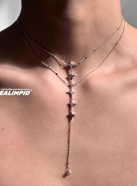 CHEALIMPID/.鱼骨多层闪闪满天星项链小众设计氛围感流苏锁骨颈链