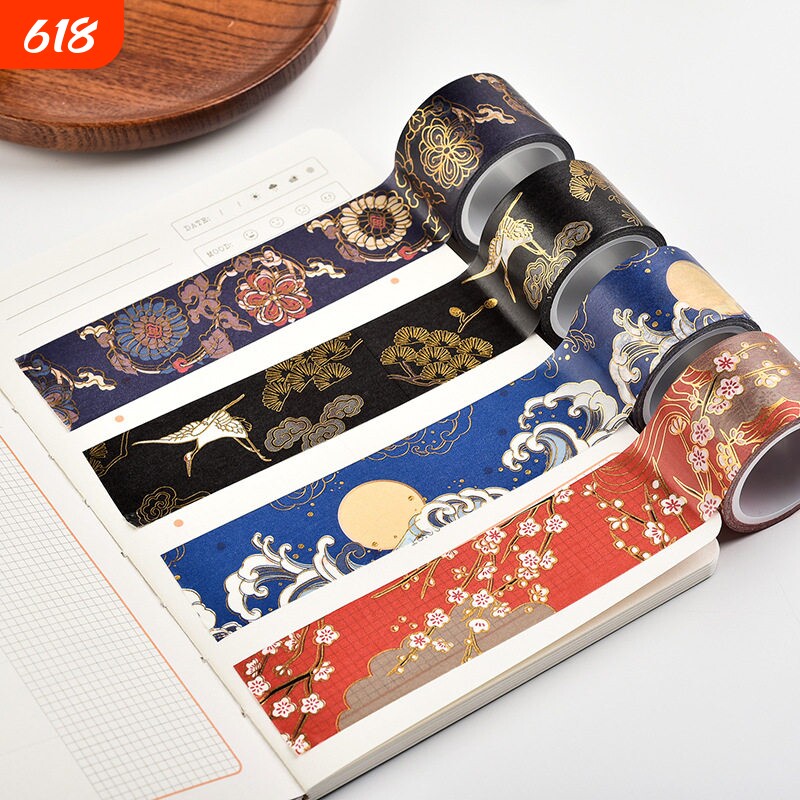 古风烫金手帐胶带贴纸口红贴花边造景边框背景中国风故宫和纸胶带