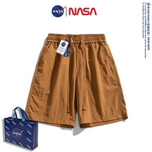 NASA联名男士冰丝短裤夏季潮牌宽松中裤子男生夏天速干休闲五分裤