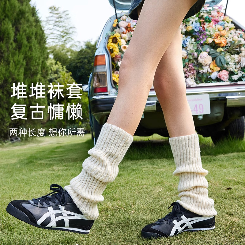 针织袜套袜子女春秋季辣妹小腿袜长袜加厚保暖堆堆袜腿套黑色灰色