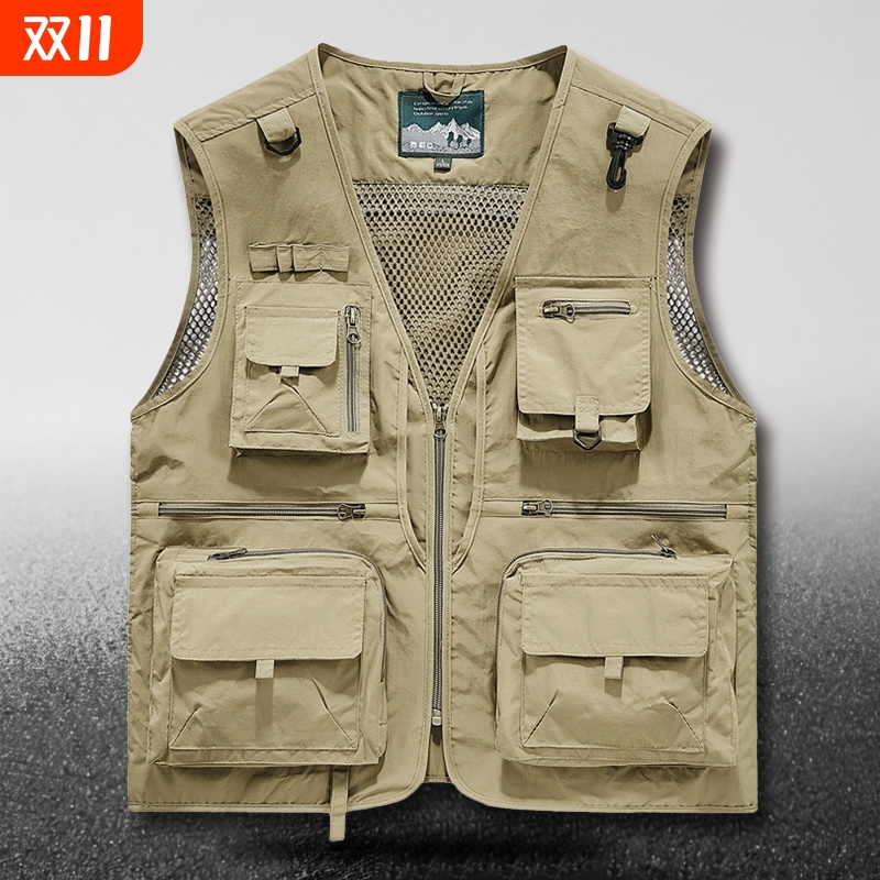 2025马甲男登山网眼多口袋背心钓鱼摄影旅游外套男团购户外工装潮