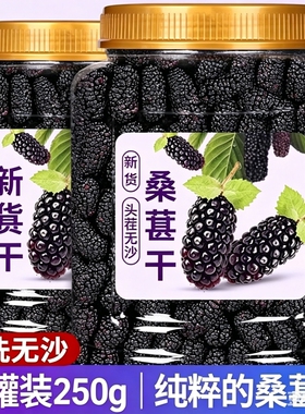 桑葚干黑桑椹特级新客500g新疆桑葚干泡大颗粒包邮KF优质罐装新货