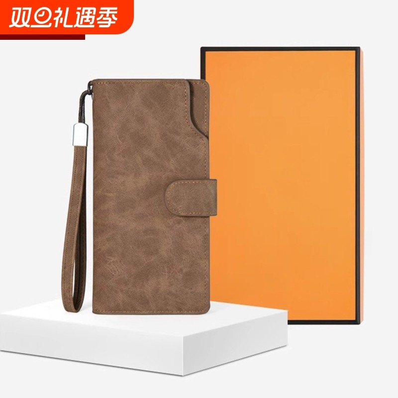 日本MUJ男士钱包长款2025新款拉链钱夹卡包一体手拿包证件大容