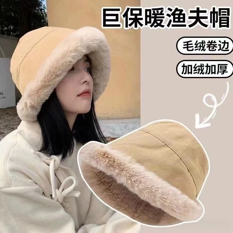 冬季天毛绒渔夫帽子女款日系蒙古帽护耳包头保暖加绒加厚2026新款