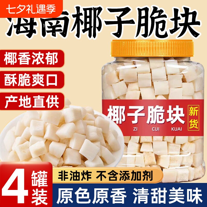 海南特产椰子脆块椰子脆片烤椰片椰子角零食椰子肉果干椰肉罐装