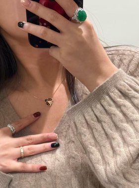 终端精工Lucy Sprng颈饰瓢虫锁骨链红玉髓玫瑰金项链女五花手链