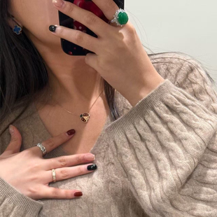 终端精工Lucy Sprng颈饰瓢虫锁骨链红玉髓玫瑰金项链女五花手链