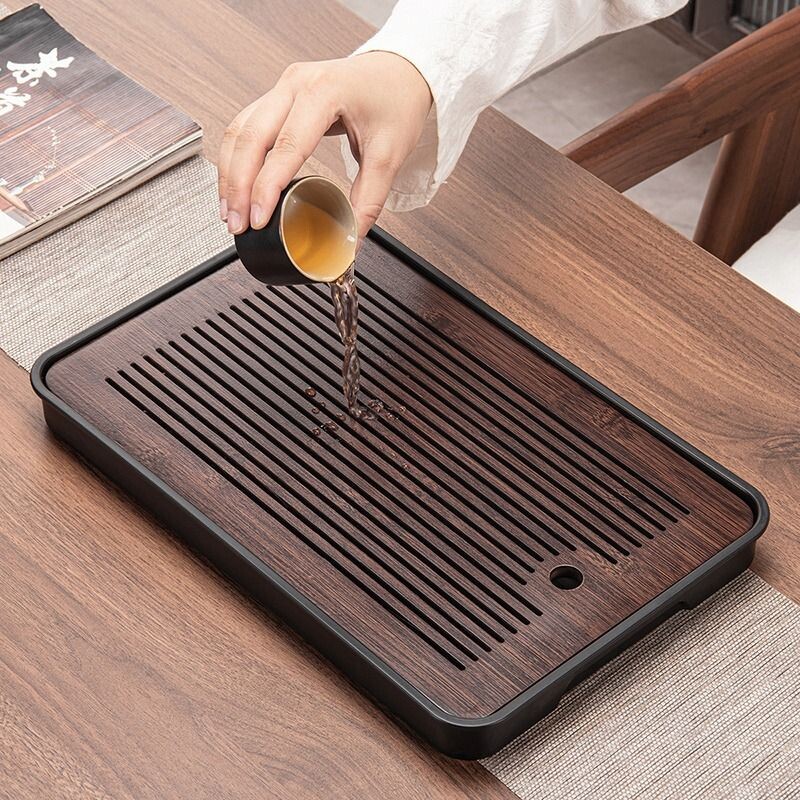 茶盘家用小型沥水盘功夫茶具竹制茶海茶杯收纳盘干泡盘储水办公室