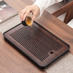 茶盘家用小型沥水盘功夫茶具竹制茶海茶杯收纳盘干泡盘储水办公室