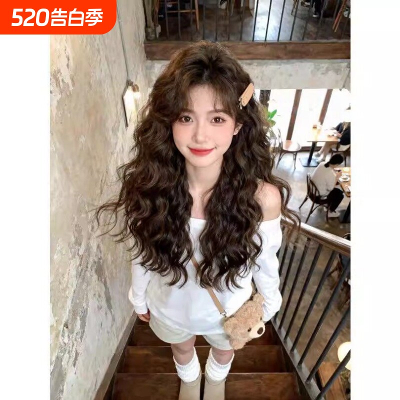 假发全头套女仿真自然减龄羊毛卷蓬松氛围感长卷发日常整顶假发套