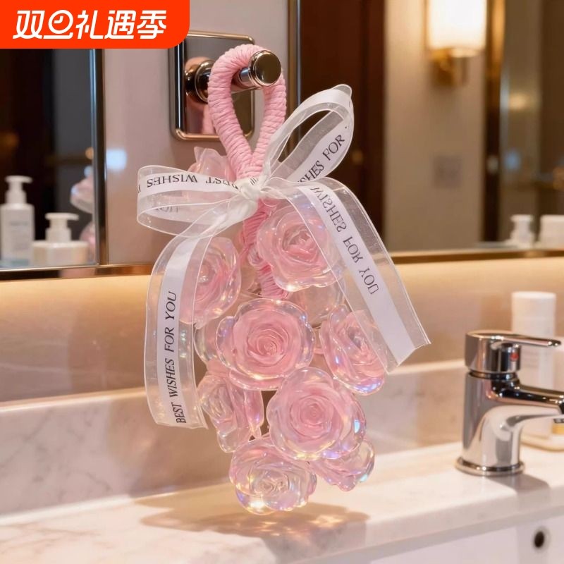 水晶玫瑰花香皂家用纯手工可沐浴洗手可作车载香薰伴手礼挂件肥皂