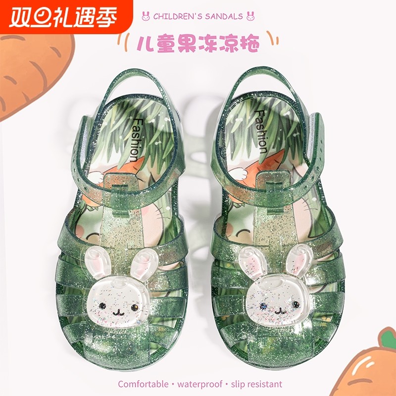 2025新款儿童包头凉鞋果冻鞋男童女童防滑塑料罗马水晶沙滩鞋鞋子