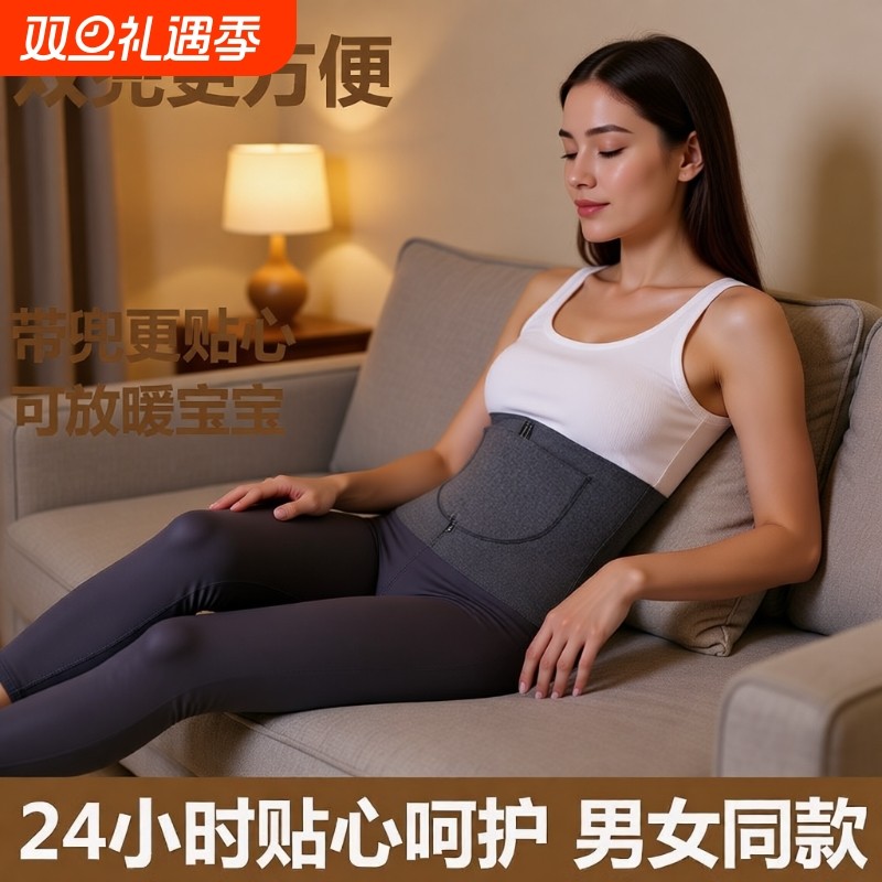 德绒护腰带发热护肚围男女保暖寒秋冬加热热敷暖腰防寒腰腹可放