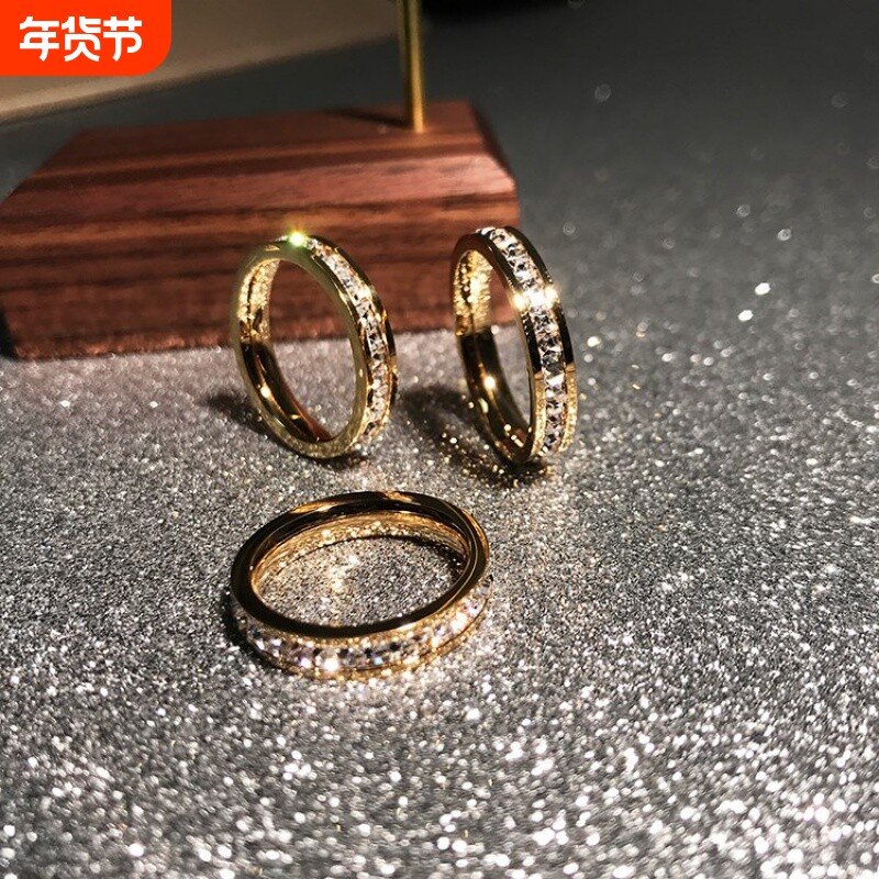 抖音爆款满天星情侣钛钢戒指男女对戒轻奢高级感个性指环玫瑰金