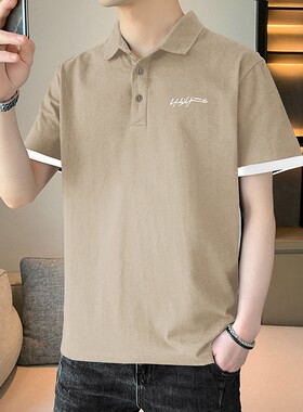 冰丝短袖t恤男生翻领polo衫夏季2026新款潮牌宽松速干上衣服体恤