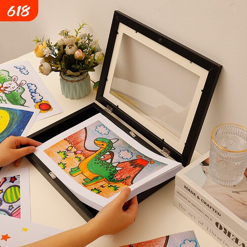 木质简约风大量画纸收纳相框