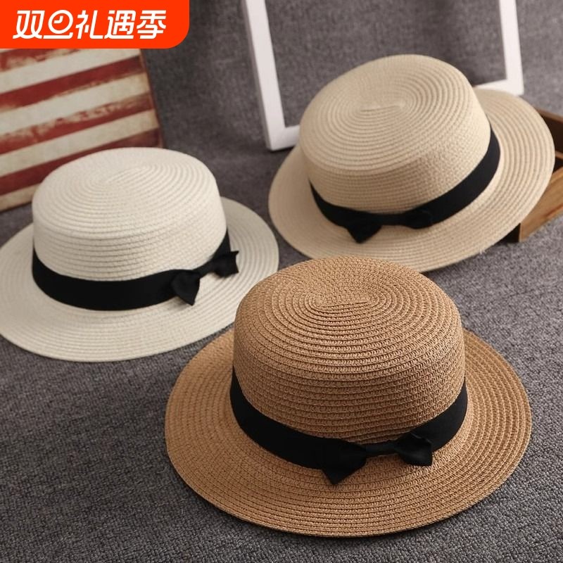 春夏亲子草帽礼帽男女童休闲渔夫帽遮阳帽凉帽儿童户外出游防晒帽