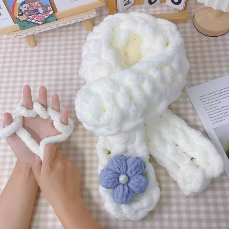 蜡笔小新同款手指围巾线围巾手工编织diy毛线猫尾巴线粗冰条线