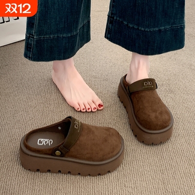 内增高厚底勃肯鞋一脚蹬懒人女鞋2025新款秋季博肯包头半拖鞋单鞋