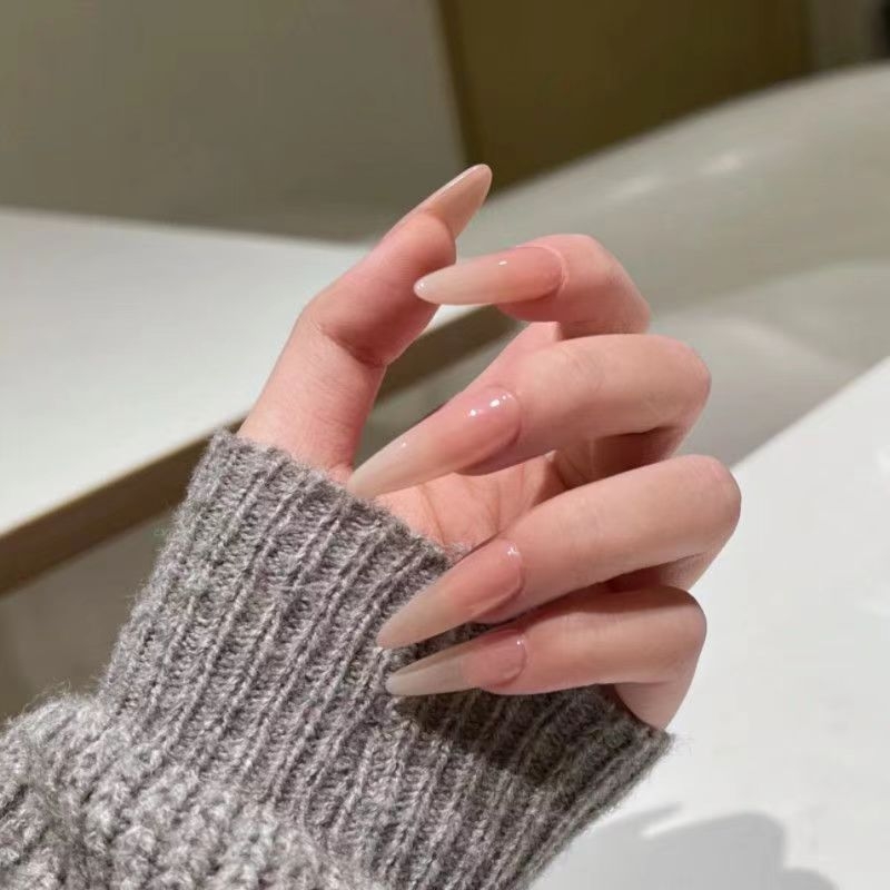 手工穿戴甲手工甲裸色纯色嬛嬛同