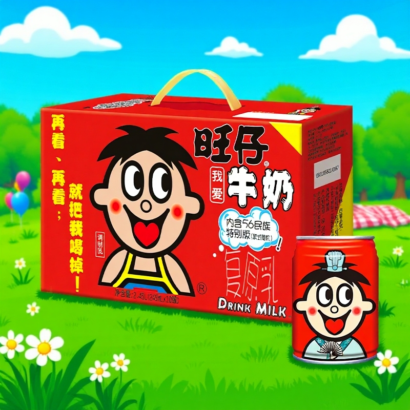 旺旺旺仔牛奶245ml*10罐56民族版整箱【保质期至2026年8月22日】