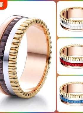 戚薇同款高级感齿轮戒指轻奢ins可转动分色陶瓷情侣款送礼物师雄