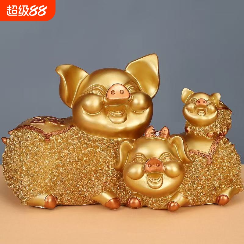 招财吉祥开业礼物创意动物金猪摆件酒柜房间玄关客厅酒瓶架装饰品