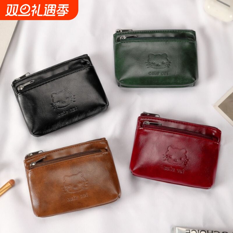 复古KT猫零钱包女式新款小巧可爱便携耳机钥匙证件随身拉链小卡包