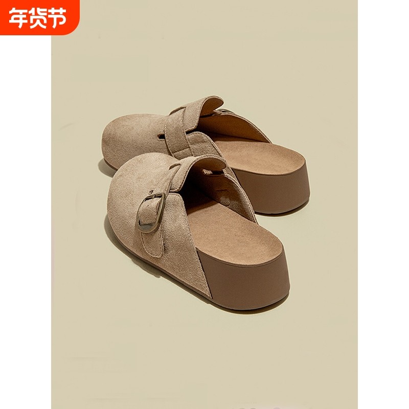 厚底增高勃肯鞋包头半拖鞋女外穿2025新款秋夏一脚蹬博肯凉拖单鞋,女鞋,勃肯鞋/软木鞋,淘宝优惠券,粉丝福利购,淘宝优惠卷