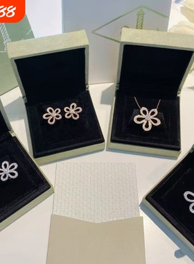 全新原单高定品质太阳花项链925银镀18k玫瑰金耳钉银色闺蜜金色