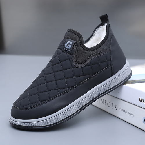 中老年一脚蹬雪地靴保暖爸爸鞋加绒加厚老北京布鞋男棉鞋冬季防滑