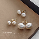 馒头粉光珍珠耳钉女925银针轻奢气质耳环2025新款 小众耳饰品