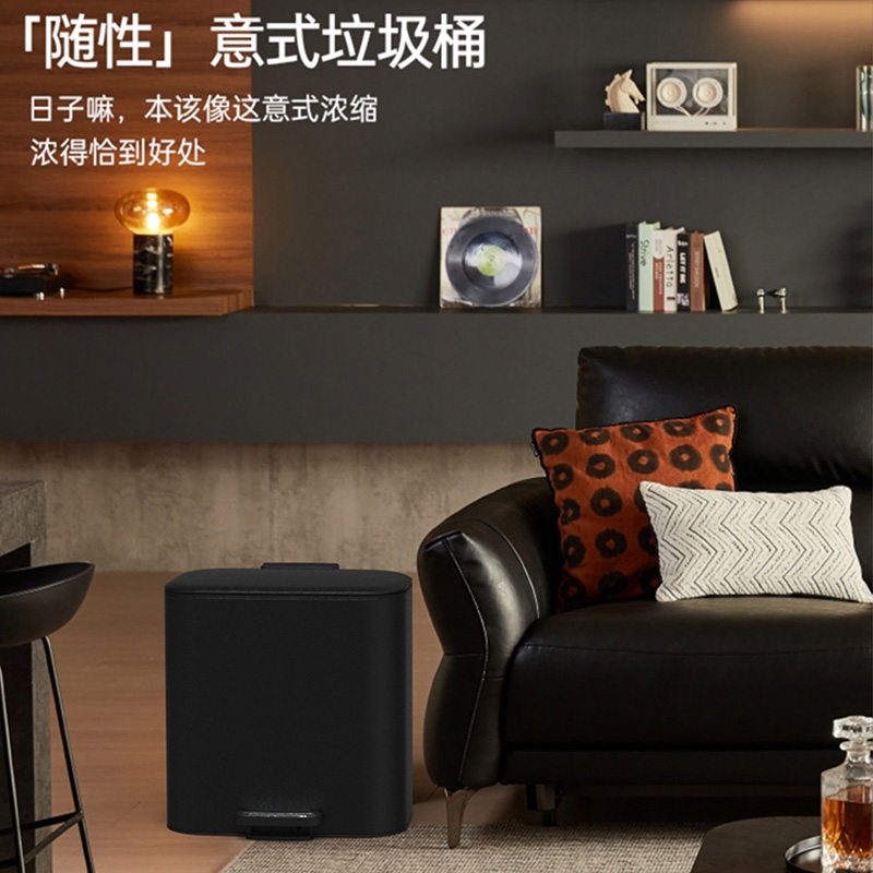 客厅简约垃圾桶盖不锈钢家用厨房脚踏有盖大容量商用长方形金属